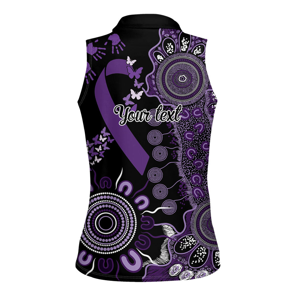Memories Matter Alzheimers Support Personalised Women Sleeveless Polo Shirt Aboriginal Ribbon Dot Painting
