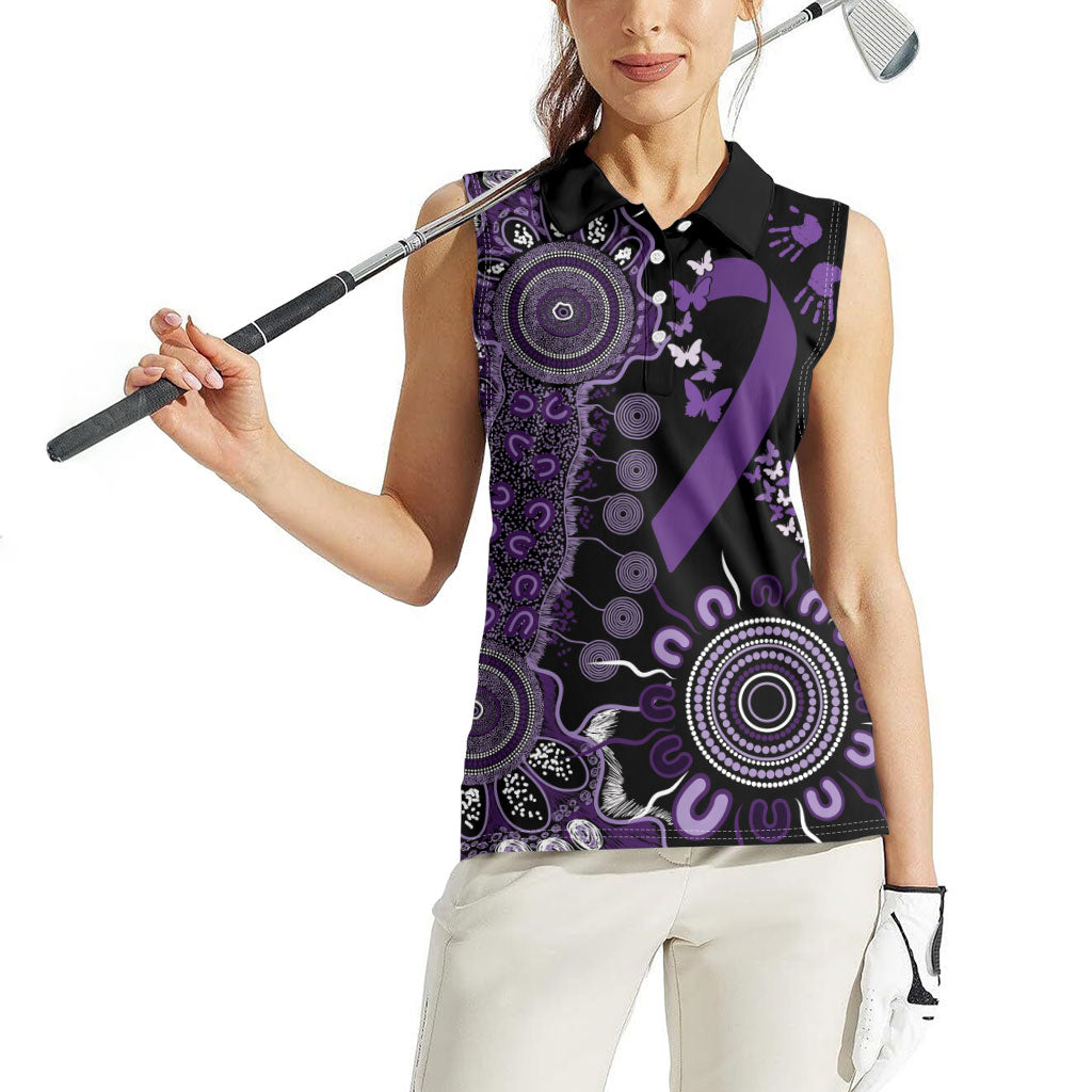 Memories Matter Alzheimers Support Personalised Women Sleeveless Polo Shirt Aboriginal Ribbon Dot Painting
