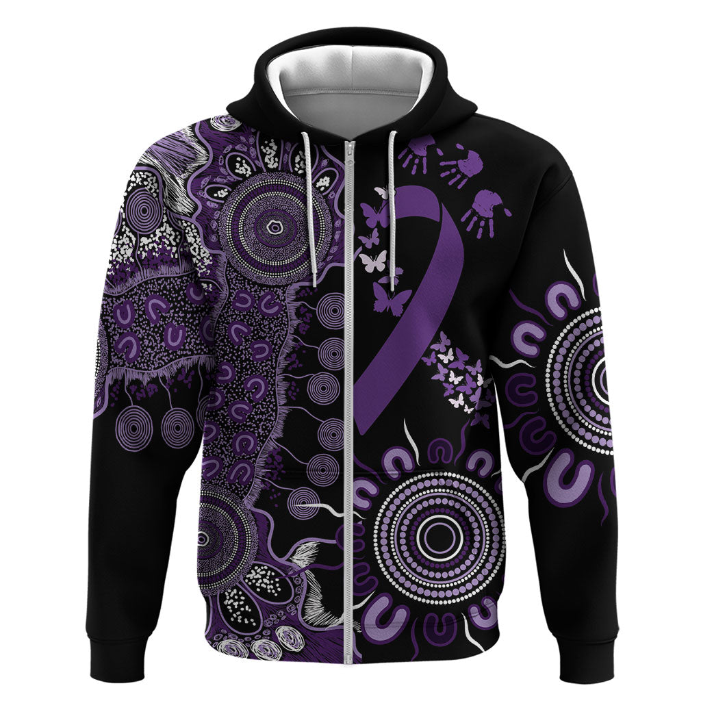 Memories Matter Alzheimers Support Personalised Zip Hoodie Aboriginal Ribbon Dot Painting