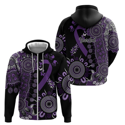 Memories Matter Alzheimers Support Personalised Zip Hoodie Aboriginal Ribbon Dot Painting