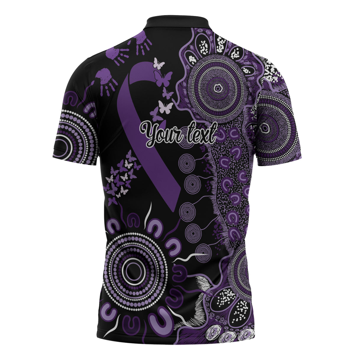 Memories Matter Alzheimers Support Personalised Zipper Polo Shirt Aboriginal Ribbon Dot Painting