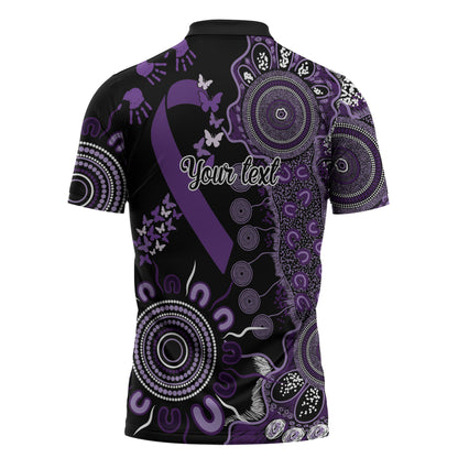 Memories Matter Alzheimers Support Personalised Zipper Polo Shirt Aboriginal Ribbon Dot Painting
