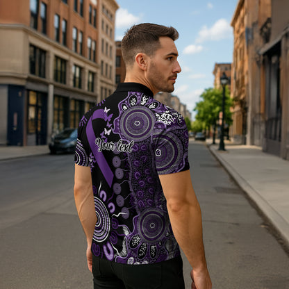 Memories Matter Alzheimers Support Personalised Zipper Polo Shirt Aboriginal Ribbon Dot Painting