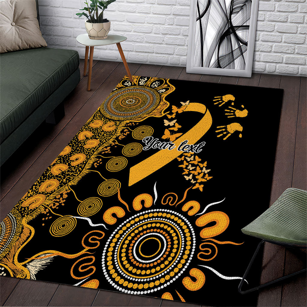 Hope For Childhood Cancer Support Personalised Area Rug Aboriginal Gold Ribbon Dot Painting