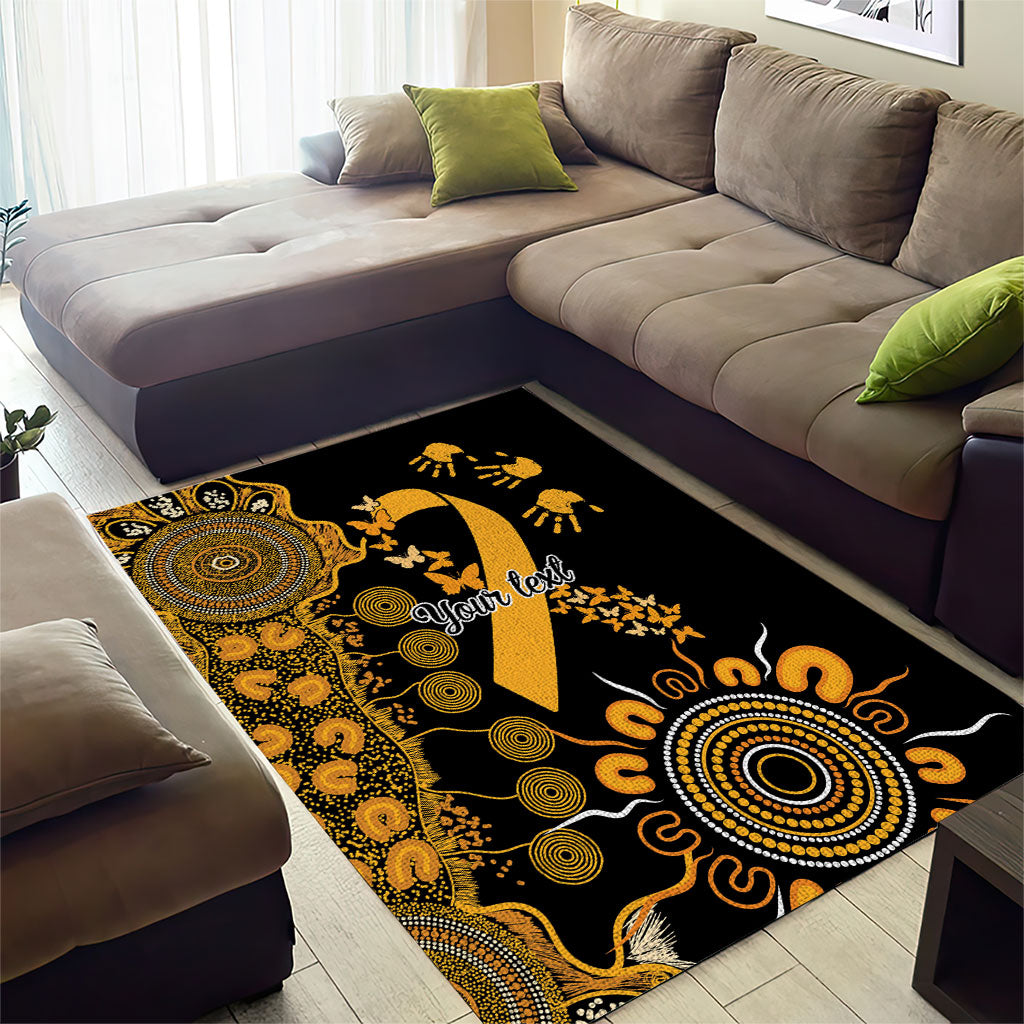Hope For Childhood Cancer Support Personalised Area Rug Aboriginal Gold Ribbon Dot Painting