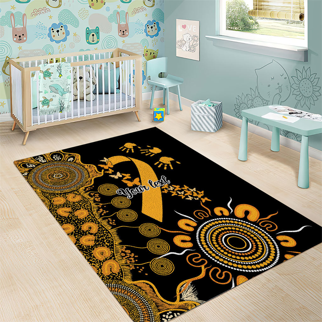 Hope For Childhood Cancer Support Personalised Area Rug Aboriginal Gold Ribbon Dot Painting