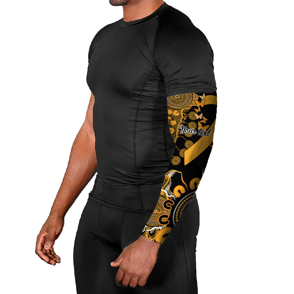 Hope For Childhood Cancer Support Personalised Arm Sleeves Aboriginal Gold Ribbon Dot Painting