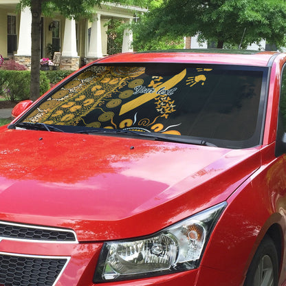 Hope For Childhood Cancer Support Personalised Auto Sun Shade Aboriginal Gold Ribbon Dot Painting