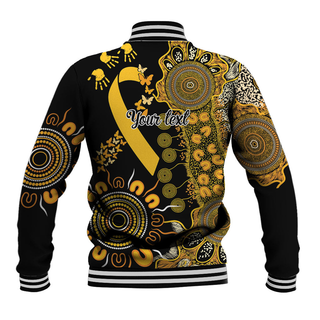 Hope For Childhood Cancer Support Personalised Baseball Jacket Aboriginal Gold Ribbon Dot Painting