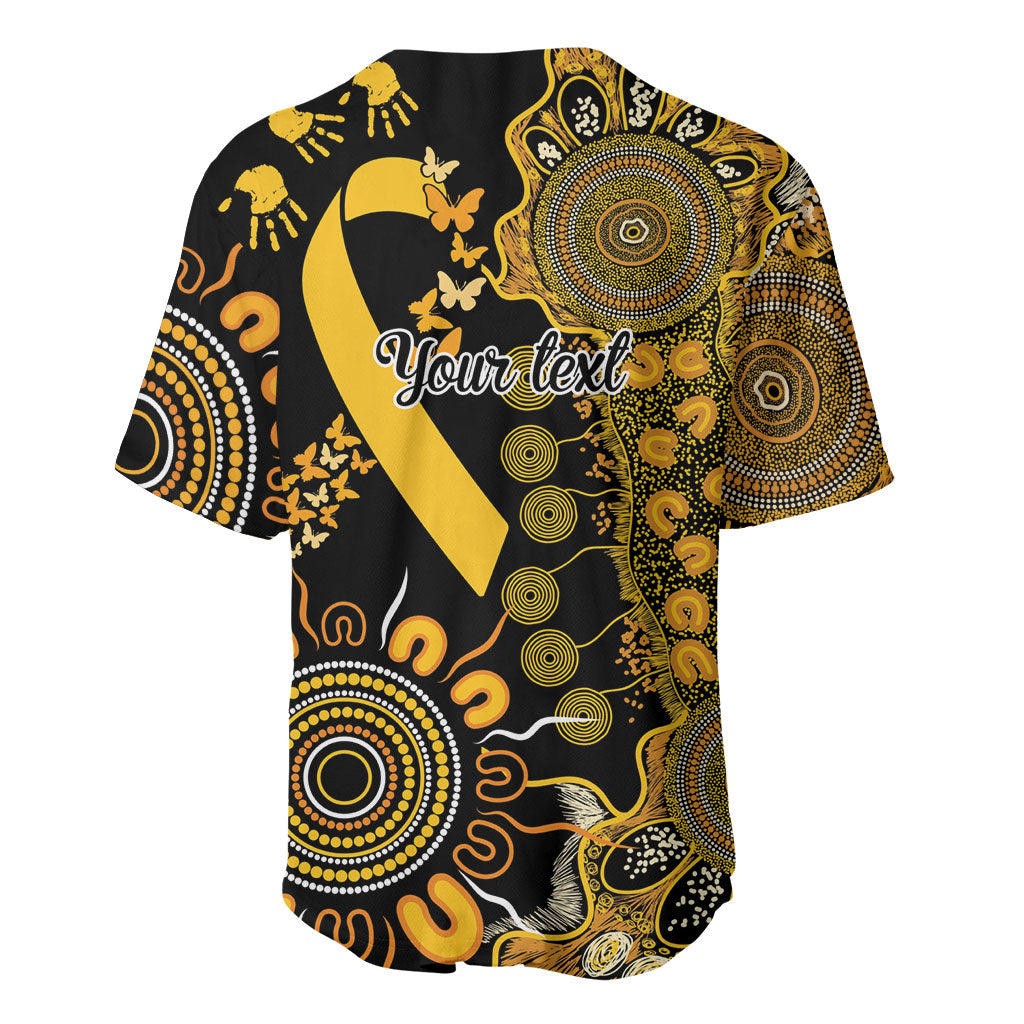 Hope For Childhood Cancer Support Personalised Baseball Jersey Aboriginal Gold Ribbon Dot Painting
