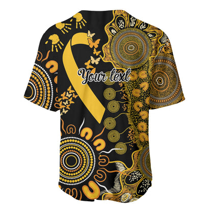 Hope For Childhood Cancer Support Personalised Baseball Jersey Aboriginal Gold Ribbon Dot Painting