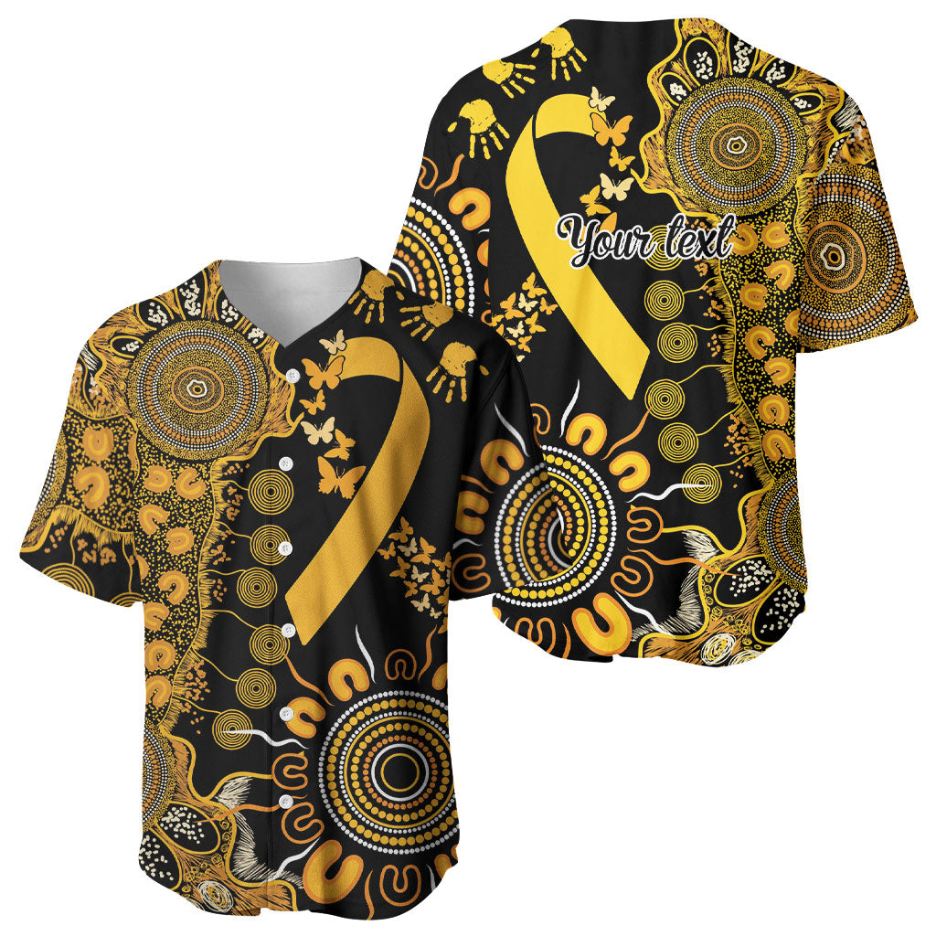 Hope For Childhood Cancer Support Personalised Baseball Jersey Aboriginal Gold Ribbon Dot Painting