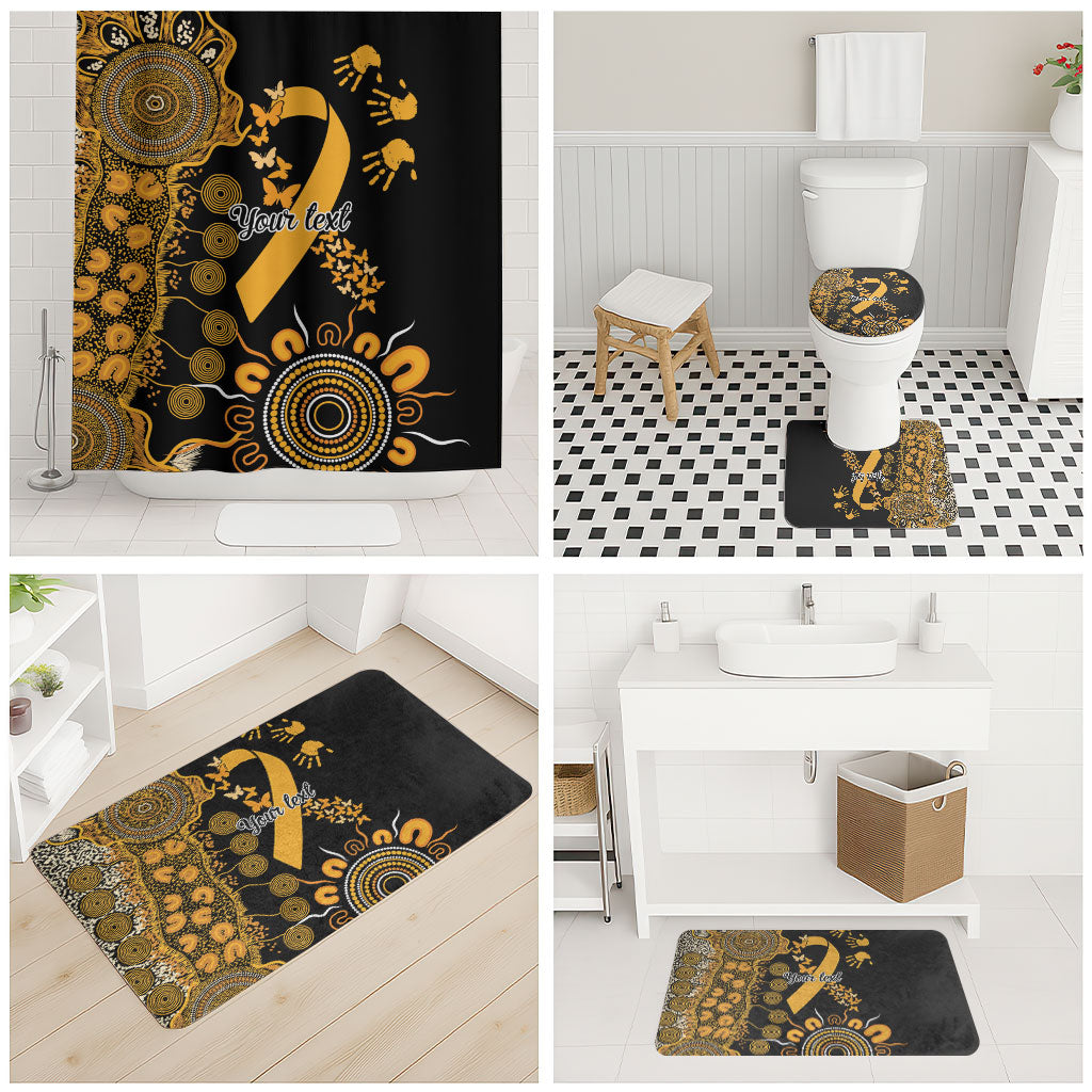 Hope For Childhood Cancer Support Personalised Bathroom Set Aboriginal Gold Ribbon Dot Painting