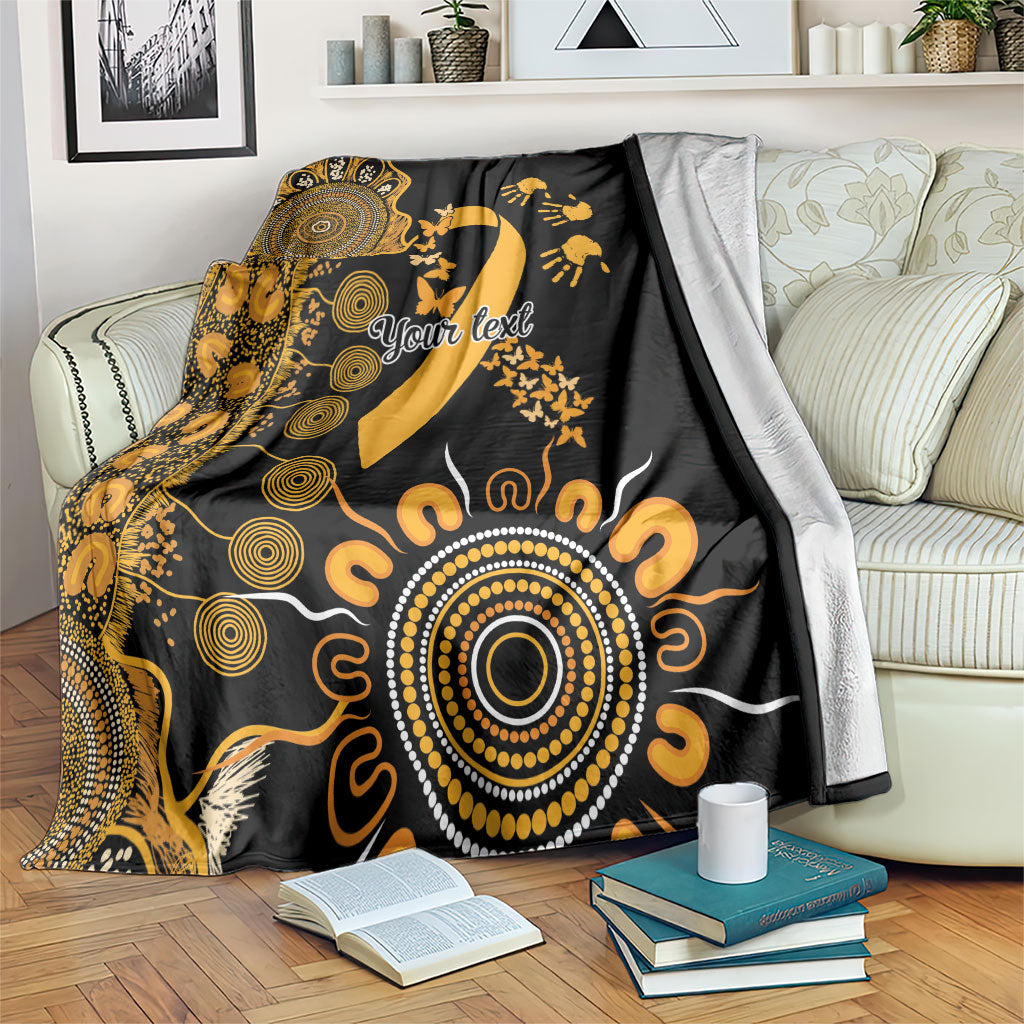 Hope For Childhood Cancer Support Personalised Blanket Aboriginal Gold Ribbon Dot Painting