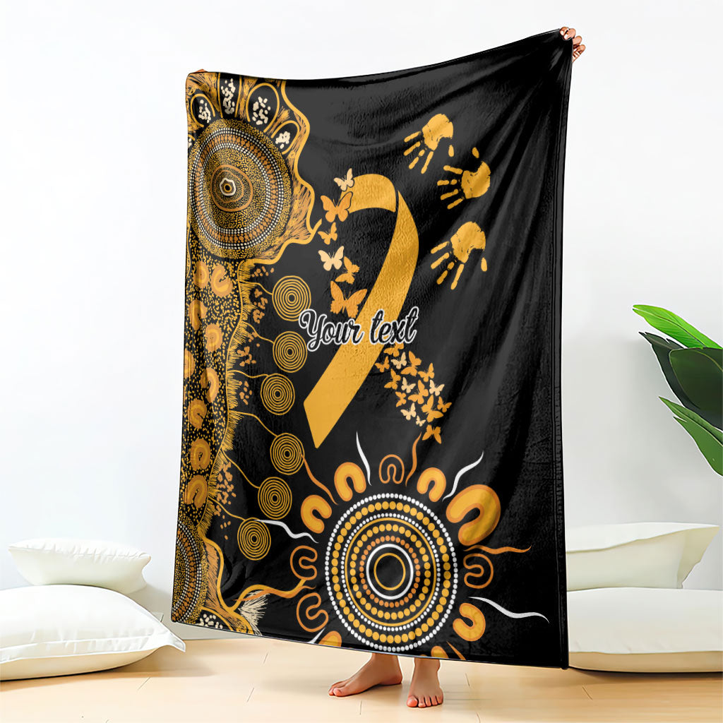 Hope For Childhood Cancer Support Personalised Blanket Aboriginal Gold Ribbon Dot Painting