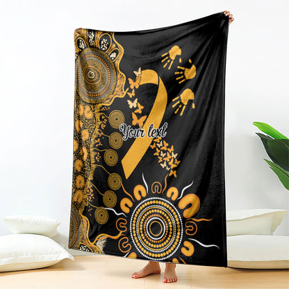 Hope For Childhood Cancer Support Personalised Blanket Aboriginal Gold Ribbon Dot Painting