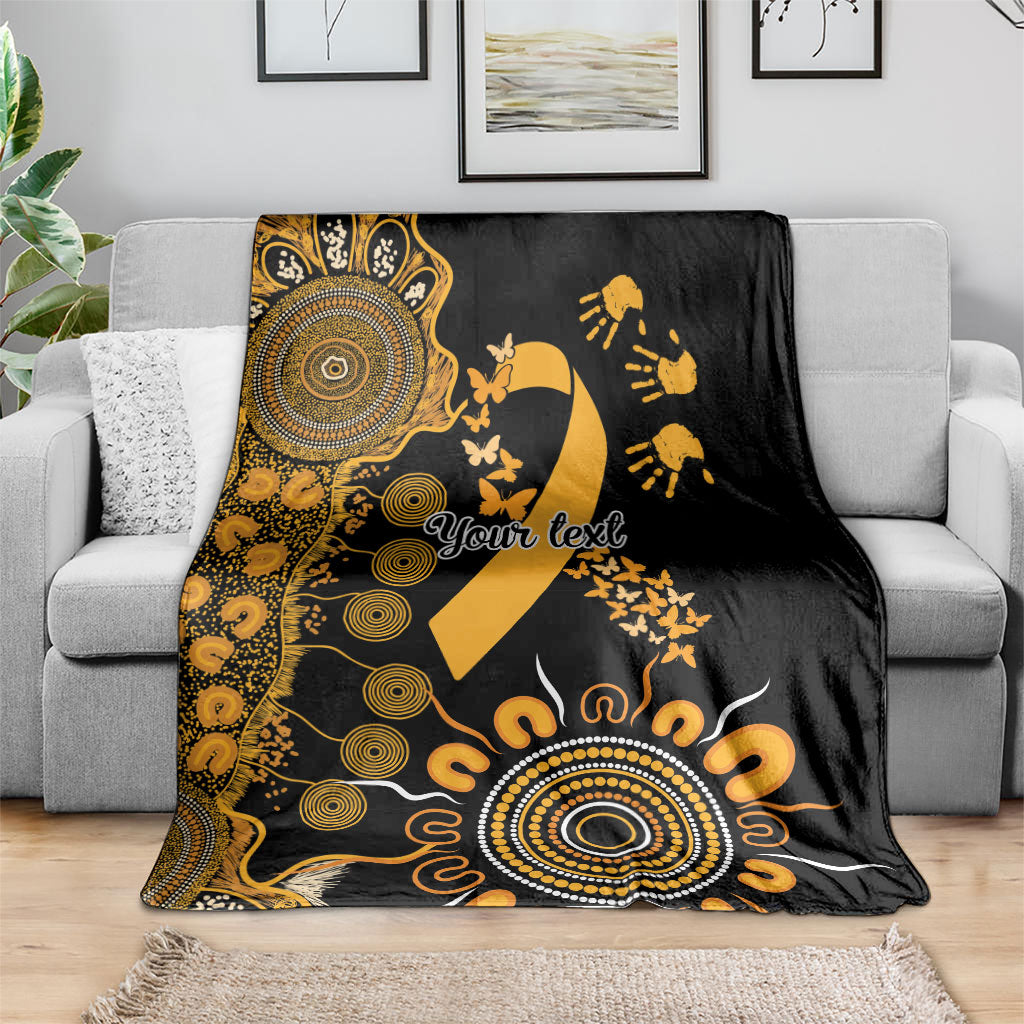 Hope For Childhood Cancer Support Personalised Blanket Aboriginal Gold Ribbon Dot Painting