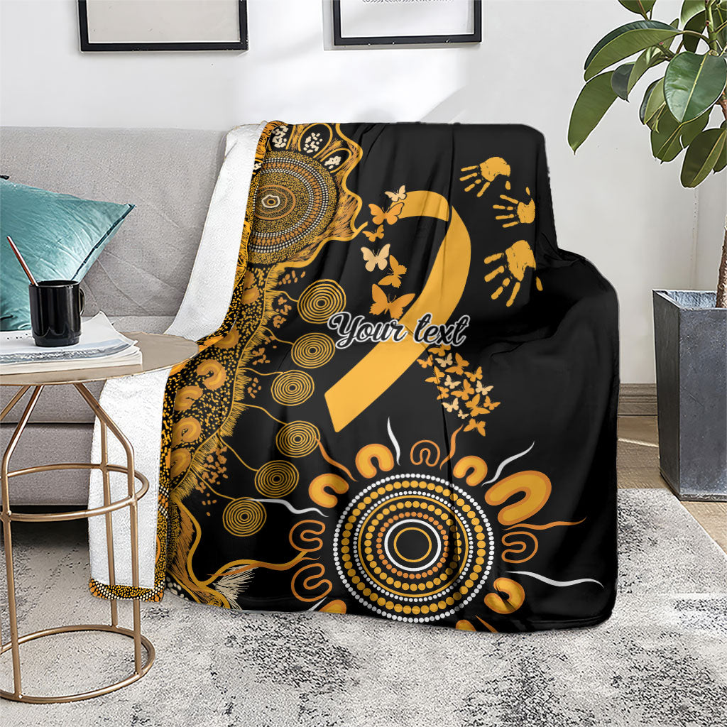 Hope For Childhood Cancer Support Personalised Blanket Aboriginal Gold Ribbon Dot Painting