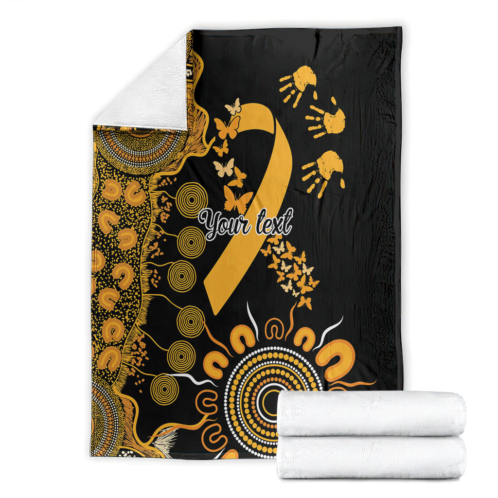 Hope For Childhood Cancer Support Personalised Blanket Aboriginal Gold Ribbon Dot Painting