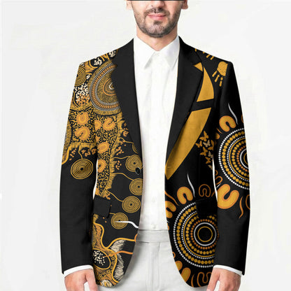 Hope For Childhood Cancer Support Personalised Blazer Aboriginal Gold Ribbon Dot Painting