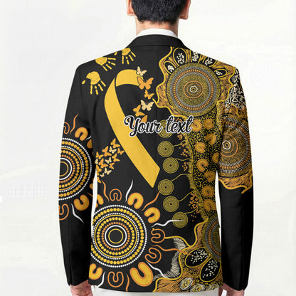 Hope For Childhood Cancer Support Personalised Blazer Aboriginal Gold Ribbon Dot Painting