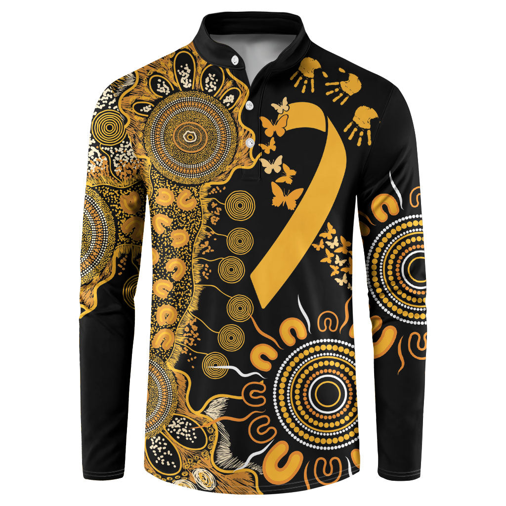 Hope For Childhood Cancer Support Personalised Button Sweatshirt Aboriginal Gold Ribbon Dot Painting