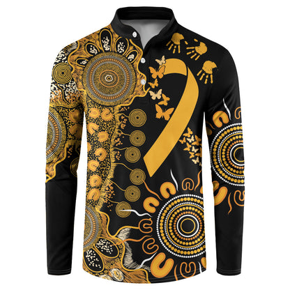 Hope For Childhood Cancer Support Personalised Button Sweatshirt Aboriginal Gold Ribbon Dot Painting