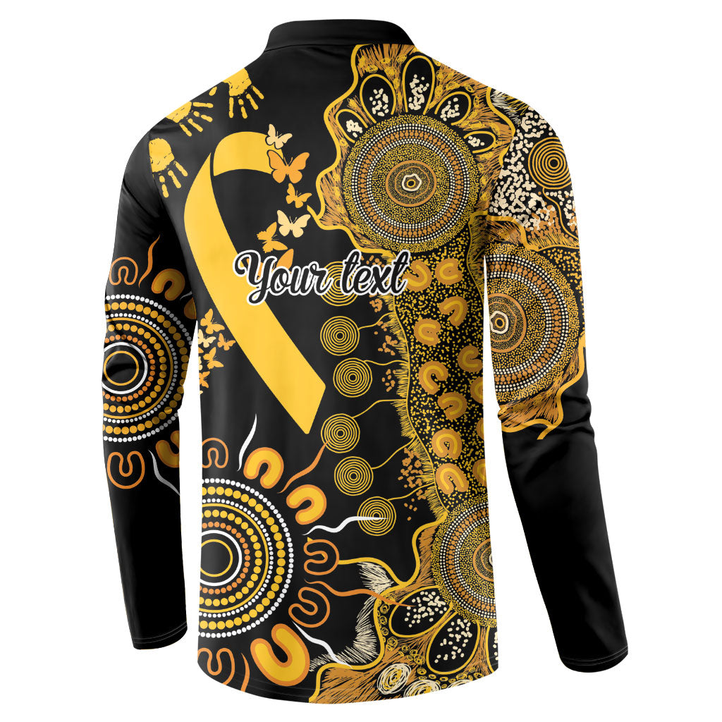 Hope For Childhood Cancer Support Personalised Button Sweatshirt Aboriginal Gold Ribbon Dot Painting
