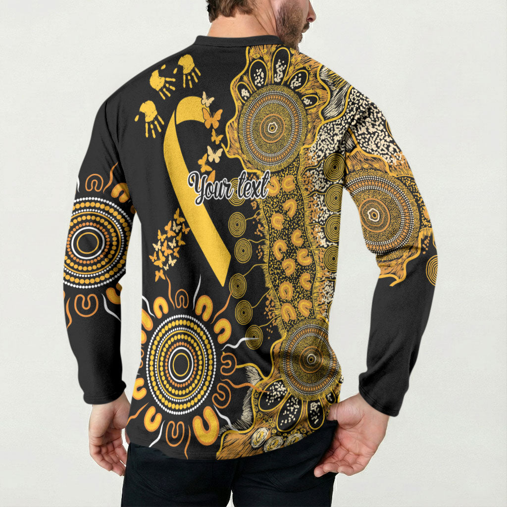 Hope For Childhood Cancer Support Personalised Button Sweatshirt Aboriginal Gold Ribbon Dot Painting