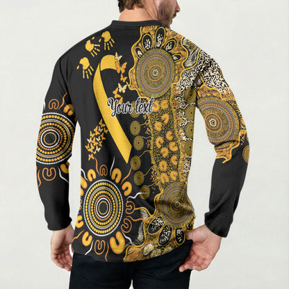 Hope For Childhood Cancer Support Personalised Button Sweatshirt Aboriginal Gold Ribbon Dot Painting