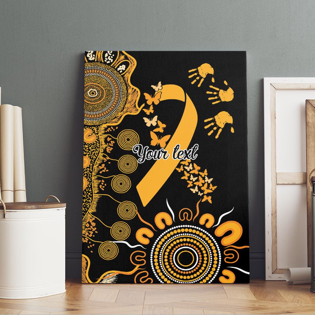 Hope For Childhood Cancer Support Personalised Canvas Wall Art Aboriginal Gold Ribbon Dot Painting
