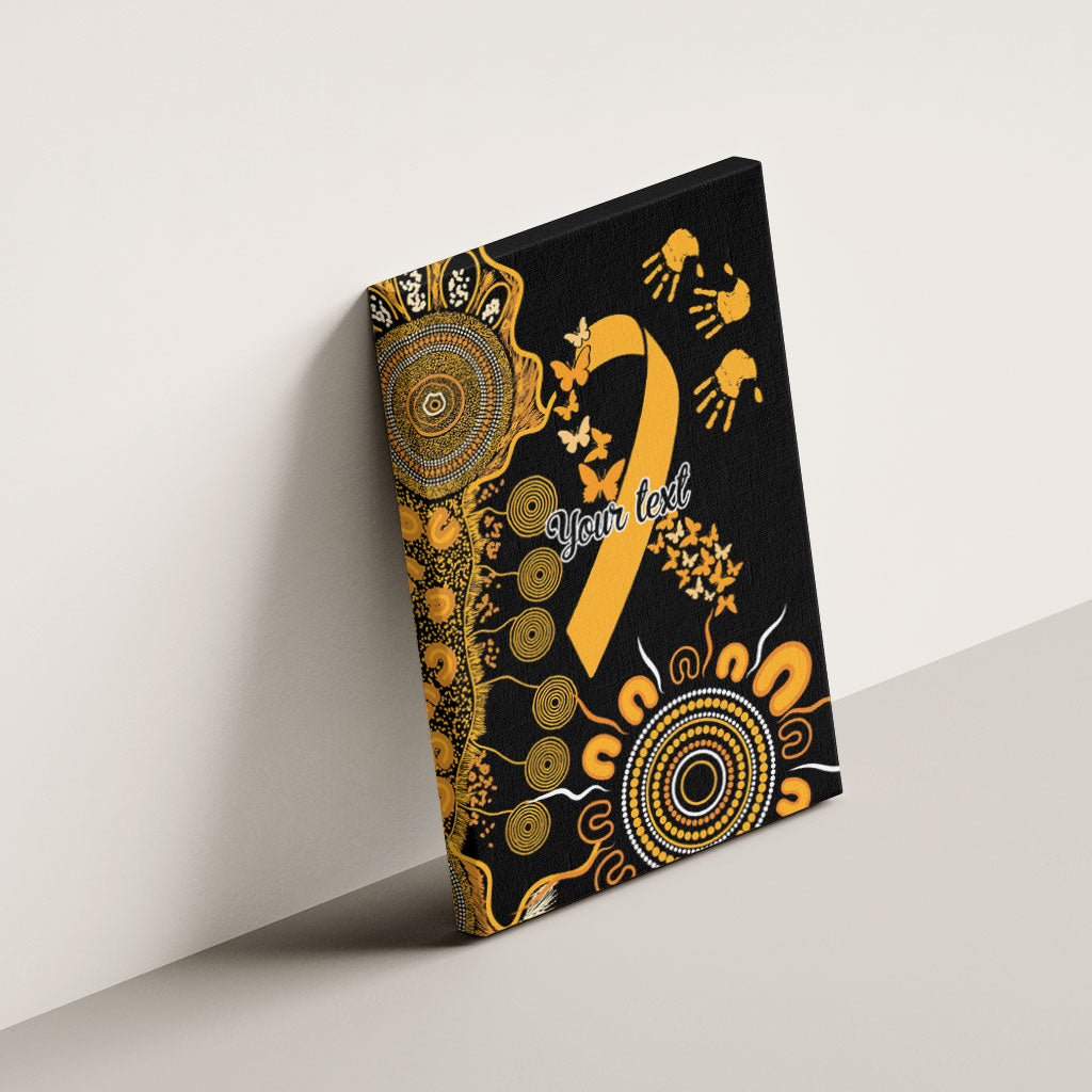 Hope For Childhood Cancer Support Personalised Canvas Wall Art Aboriginal Gold Ribbon Dot Painting