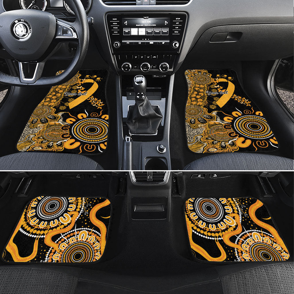 Hope For Childhood Cancer Support Personalised Car Mats Aboriginal Gold Ribbon Dot Painting