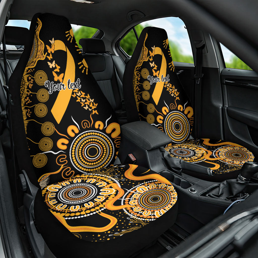 Hope For Childhood Cancer Support Personalised Car Seat Cover Aboriginal Gold Ribbon Dot Painting