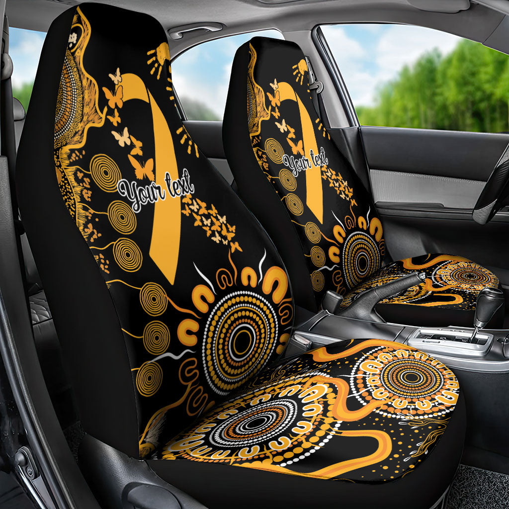 Hope For Childhood Cancer Support Personalised Car Seat Cover Aboriginal Gold Ribbon Dot Painting