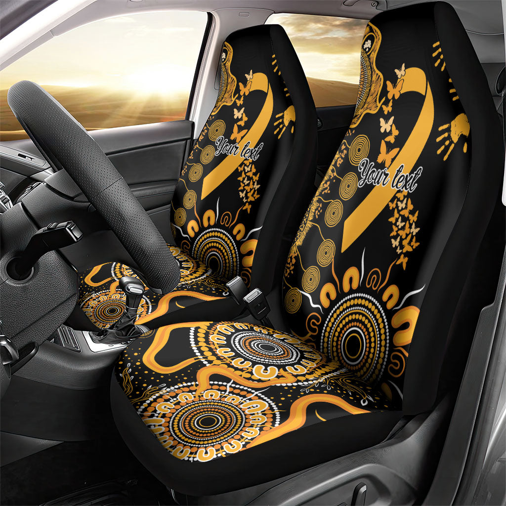 Hope For Childhood Cancer Support Personalised Car Seat Cover Aboriginal Gold Ribbon Dot Painting