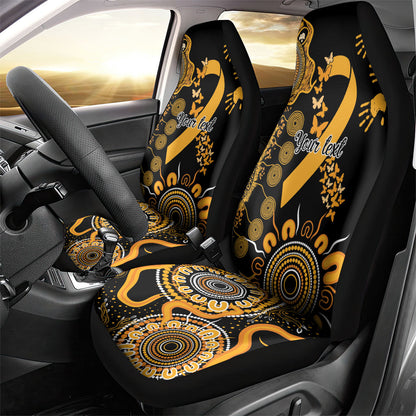 Hope For Childhood Cancer Support Personalised Car Seat Cover Aboriginal Gold Ribbon Dot Painting