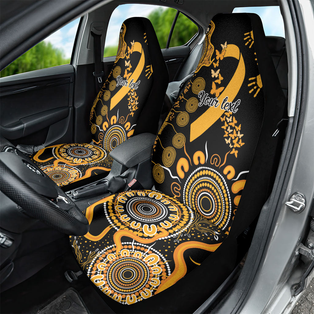 Hope For Childhood Cancer Support Personalised Car Seat Cover Aboriginal Gold Ribbon Dot Painting