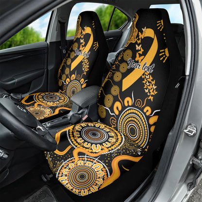 Hope For Childhood Cancer Support Personalised Car Seat Cover Aboriginal Gold Ribbon Dot Painting