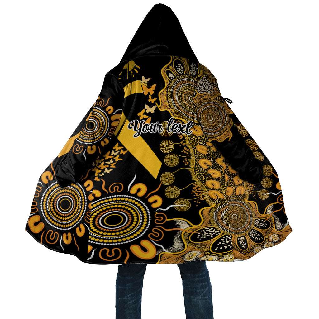 Hope For Childhood Cancer Support Personalised Cloak Aboriginal Gold Ribbon Dot Painting