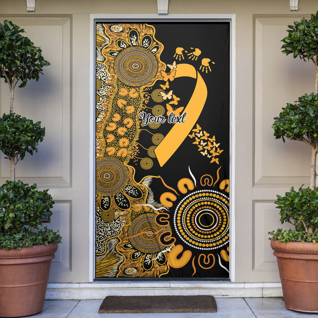 Hope For Childhood Cancer Support Personalised Door Cover Aboriginal Gold Ribbon Dot Painting