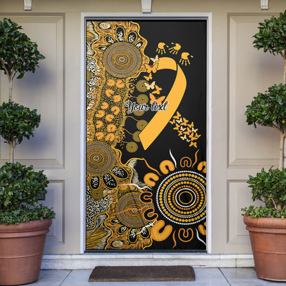 Hope For Childhood Cancer Support Personalised Door Cover Aboriginal Gold Ribbon Dot Painting