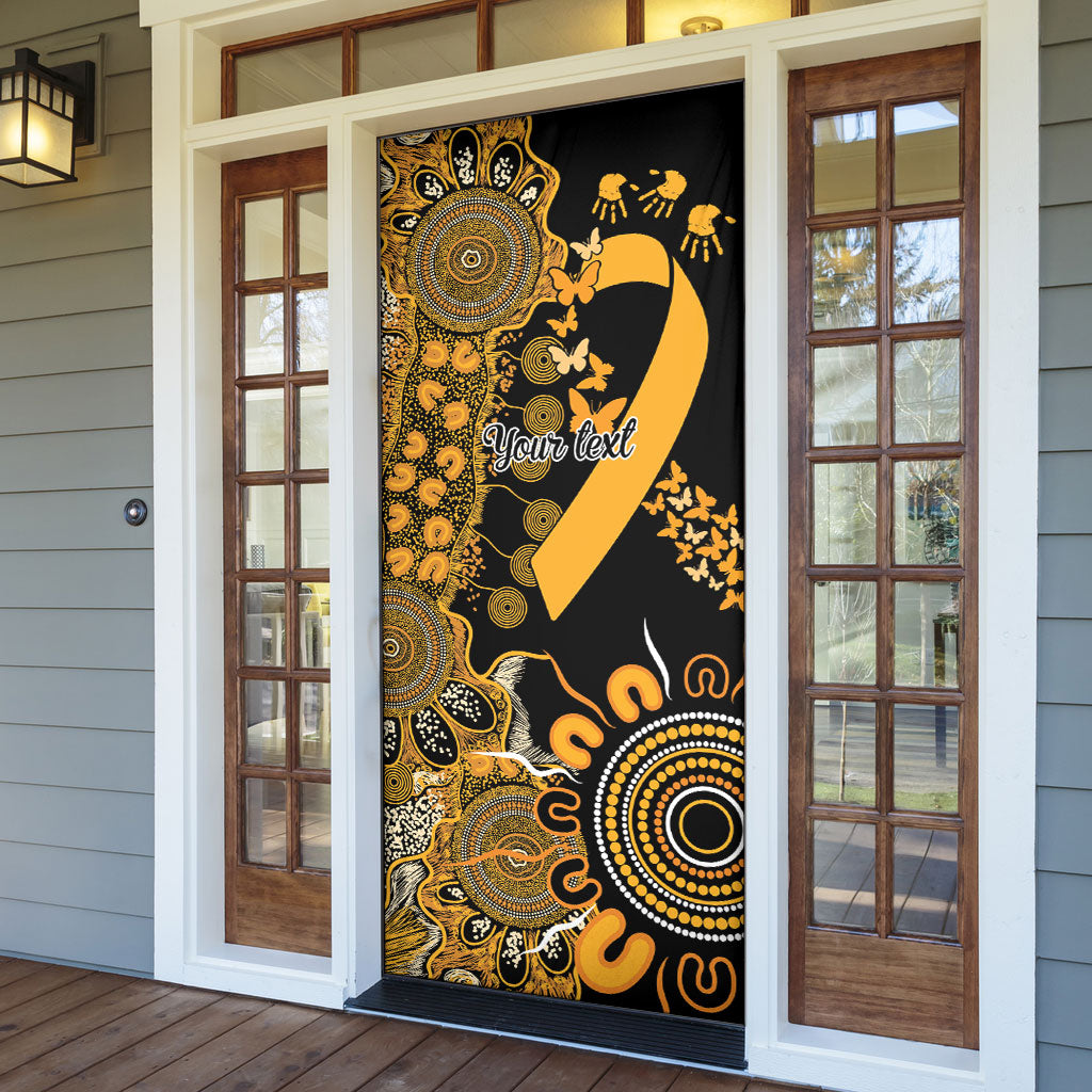 Hope For Childhood Cancer Support Personalised Door Cover Aboriginal Gold Ribbon Dot Painting