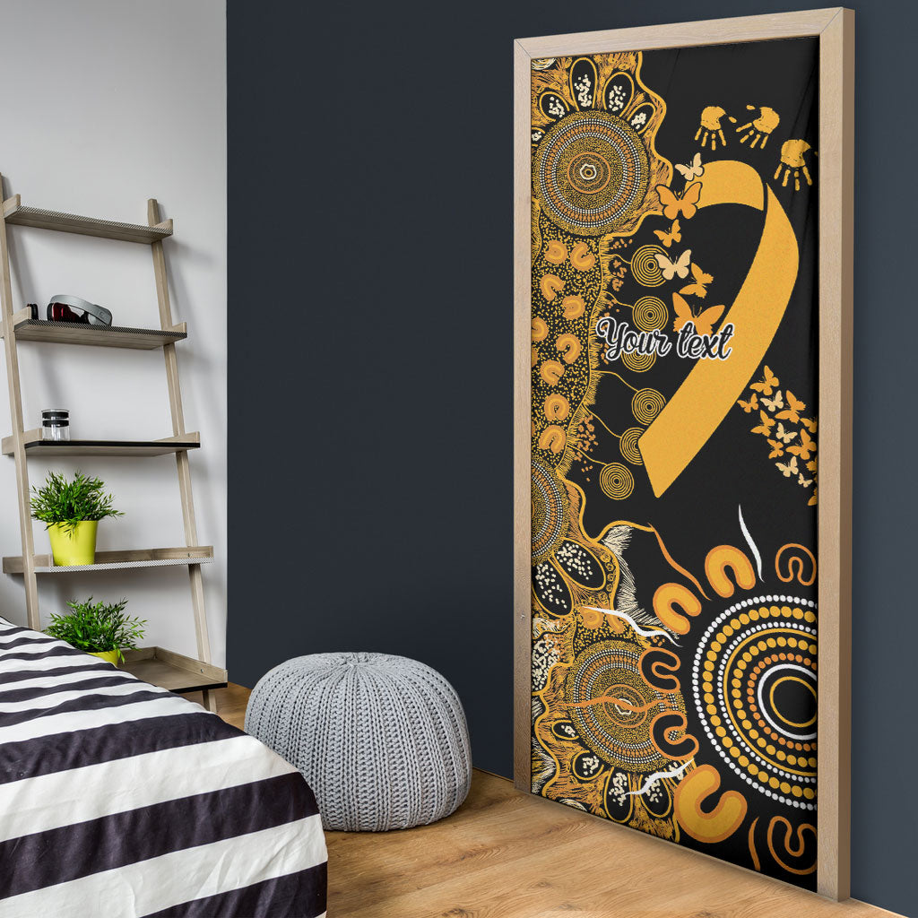 Hope For Childhood Cancer Support Personalised Door Cover Aboriginal Gold Ribbon Dot Painting