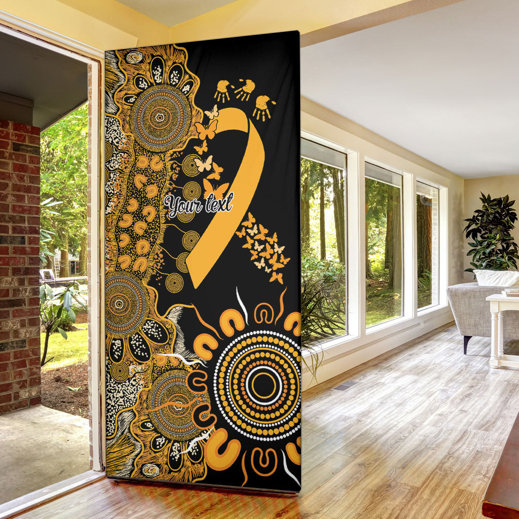 Hope For Childhood Cancer Support Personalised Door Cover Aboriginal Gold Ribbon Dot Painting