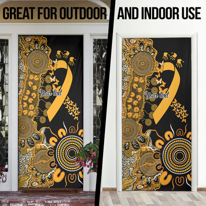 Hope For Childhood Cancer Support Personalised Door Cover Aboriginal Gold Ribbon Dot Painting