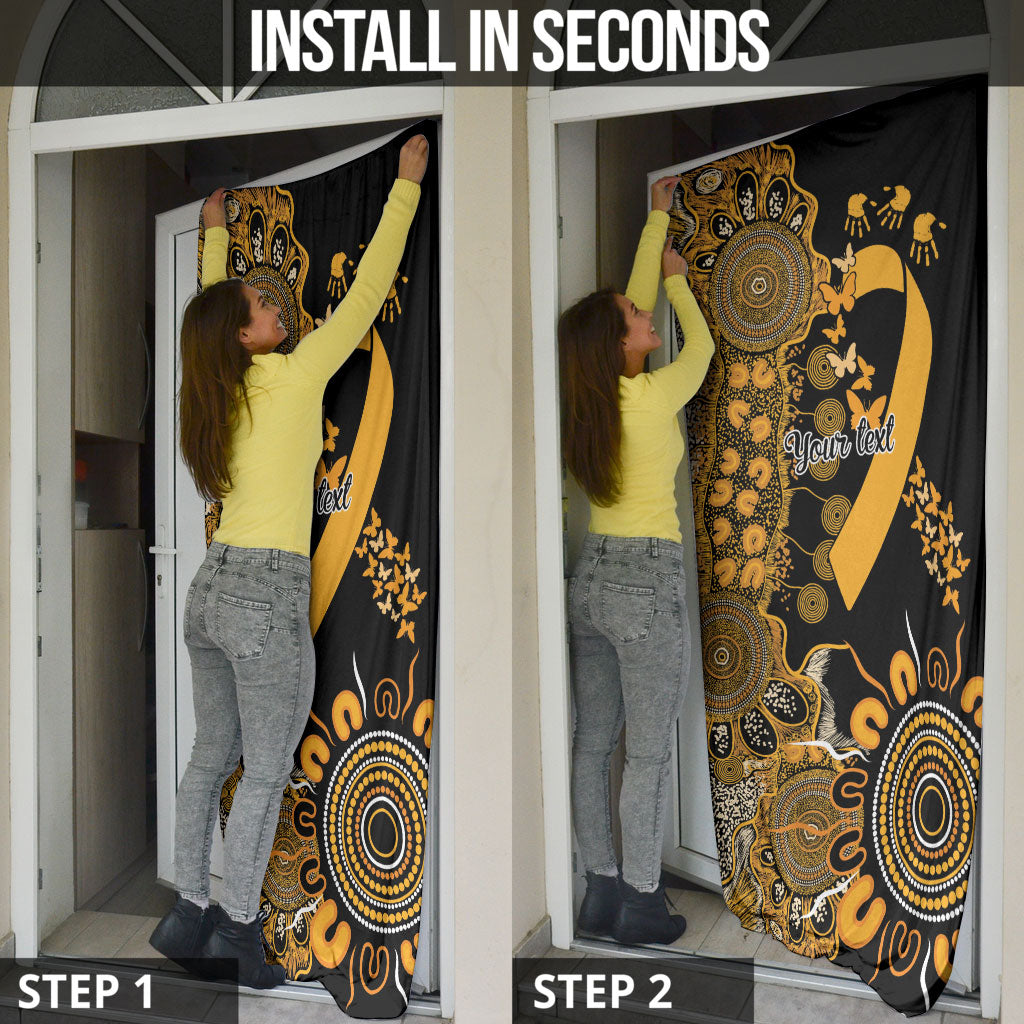 Hope For Childhood Cancer Support Personalised Door Cover Aboriginal Gold Ribbon Dot Painting
