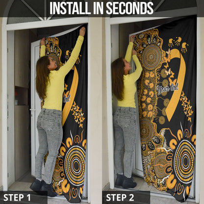 Hope For Childhood Cancer Support Personalised Door Cover Aboriginal Gold Ribbon Dot Painting