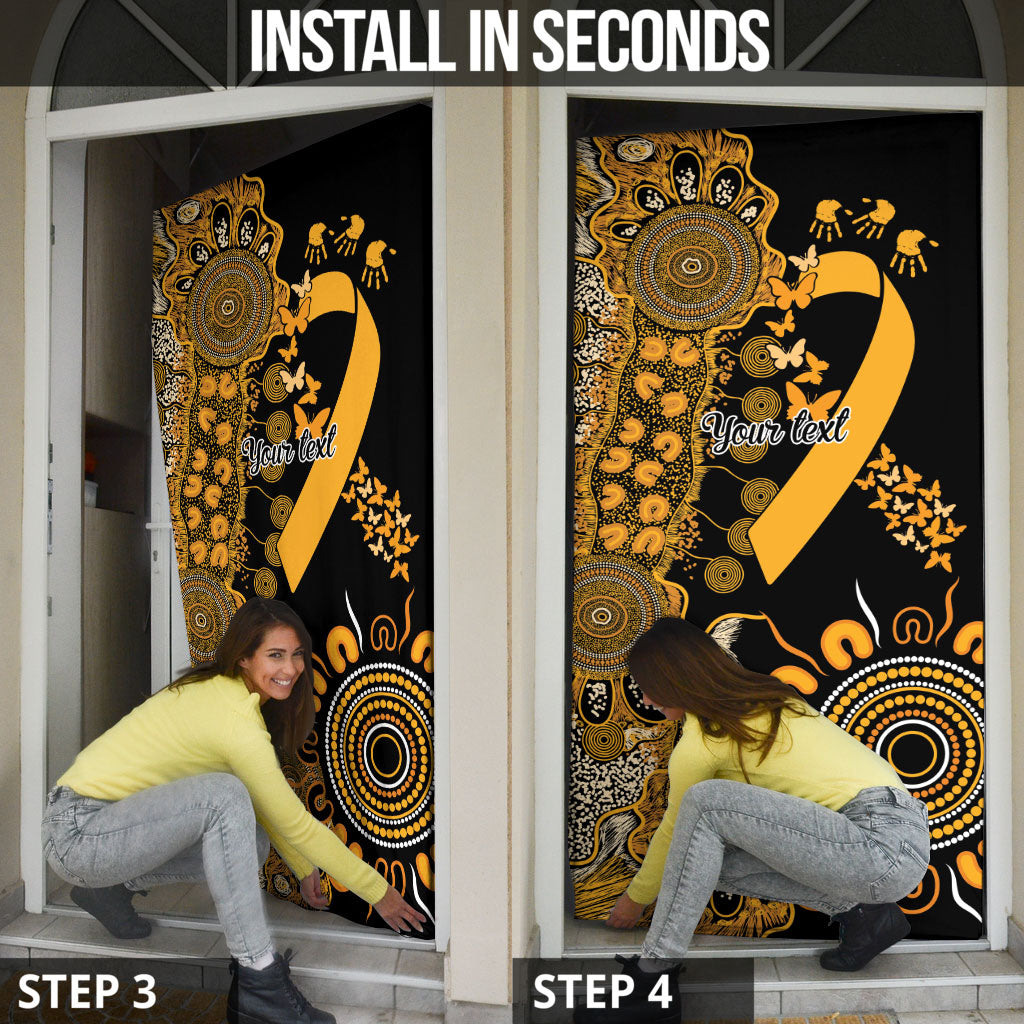 Hope For Childhood Cancer Support Personalised Door Cover Aboriginal Gold Ribbon Dot Painting