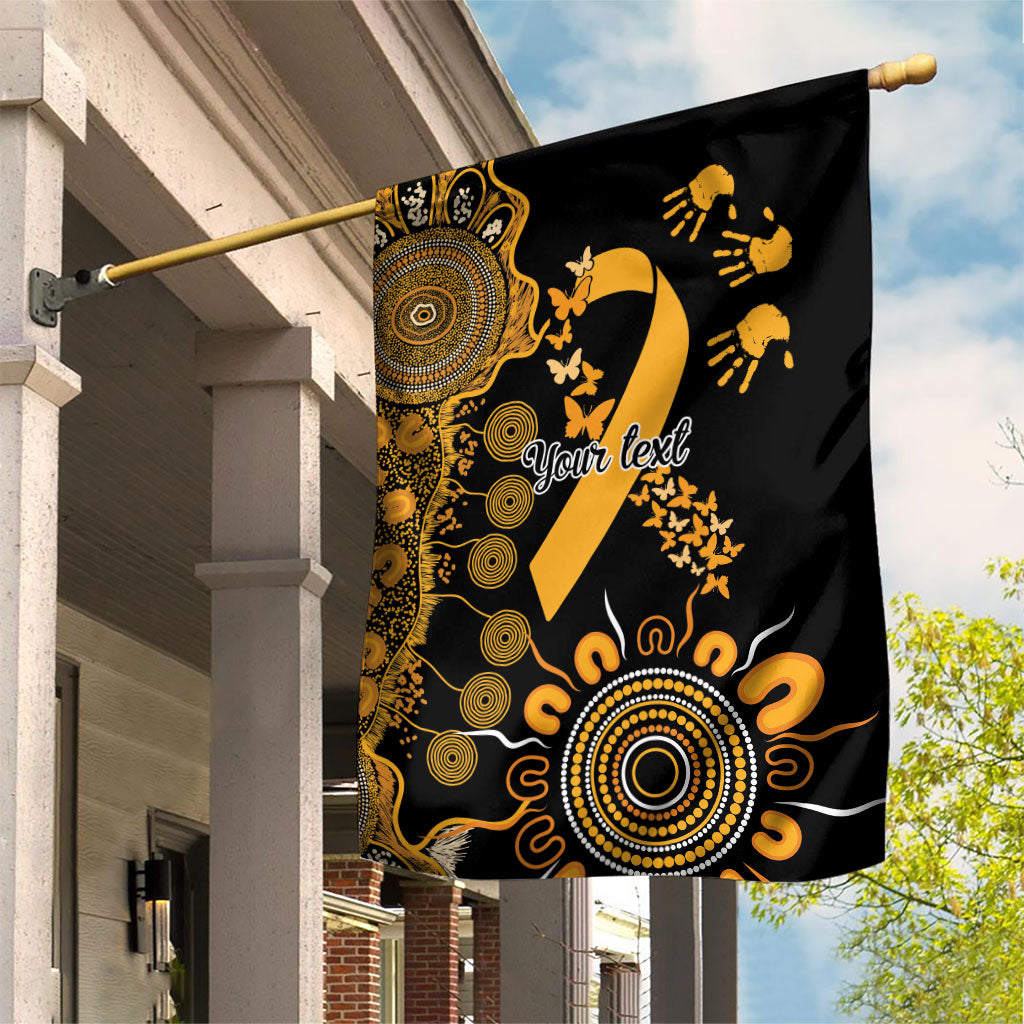 Hope For Childhood Cancer Support Personalised Garden Flag Aboriginal Gold Ribbon Dot Painting
